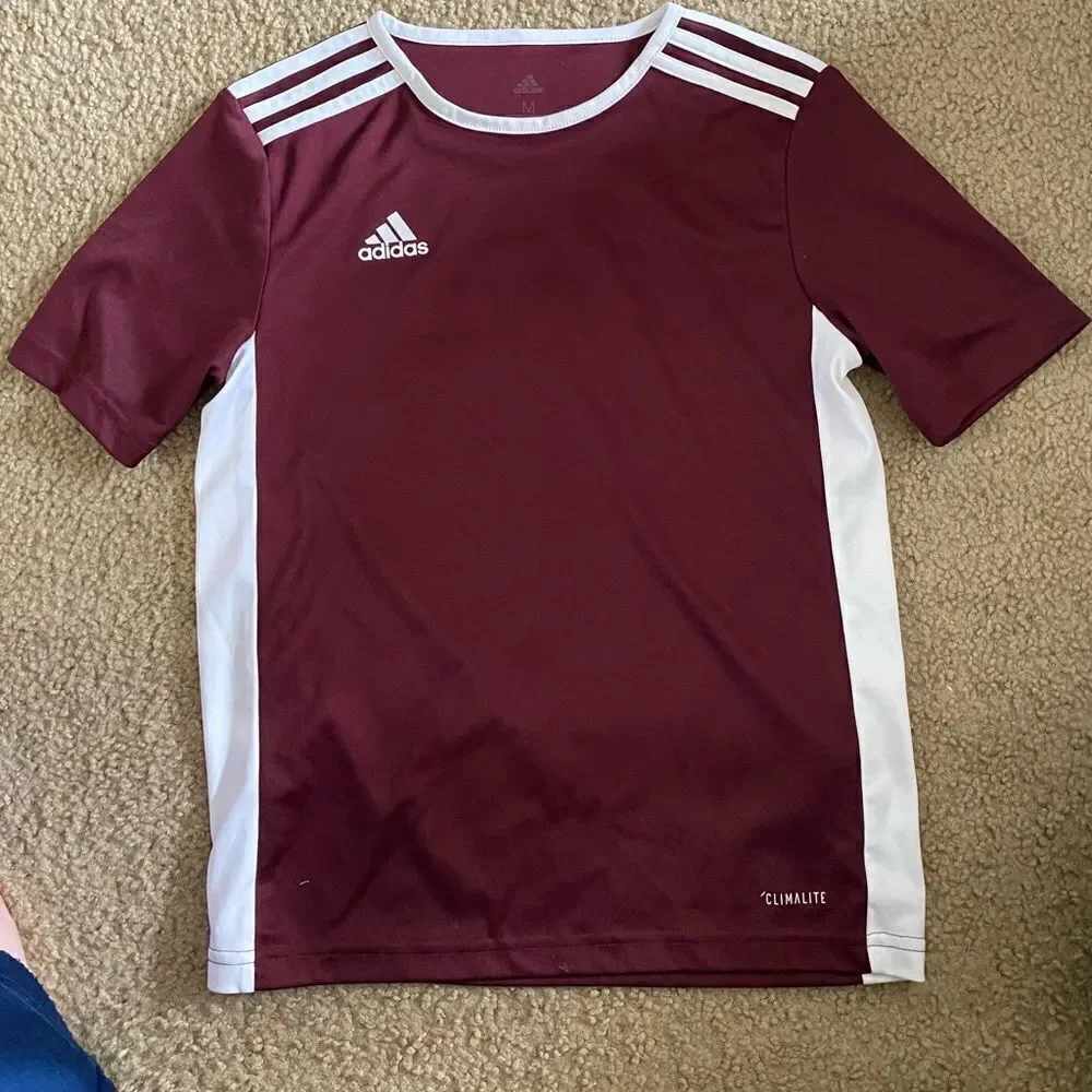Adidas Maroon and White Climalite Athletic Tshirt